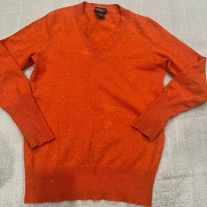 [M]Lord & Taylor V-Neck Cashmere Sweater in Bold Orange